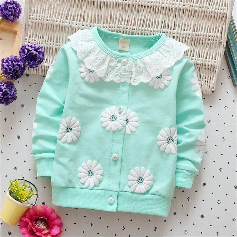 BibiCola girls jackets spring kids cardigan outerwear coats for toddler children lace flower coat outfit clothing |