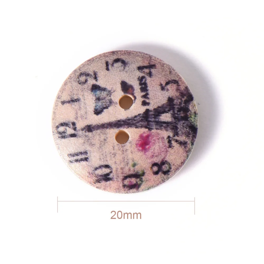 50 шт./лот Ретро часы винтажные деревянные пуговицы с 2 отверстиями высокой