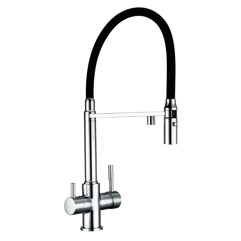 Black Chrome Smesiteli Кухня потока кран латунь хром «Три в одном» поворачивается шланг распылитель высокого давления для очистки воды Функция 3 способа фильтры для воды кран - Цвет: Black Chrome