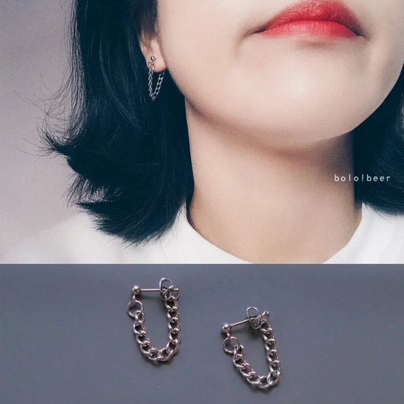 Женские простые серьги цепочки в стиле панк корейские минималистичные ювелирные