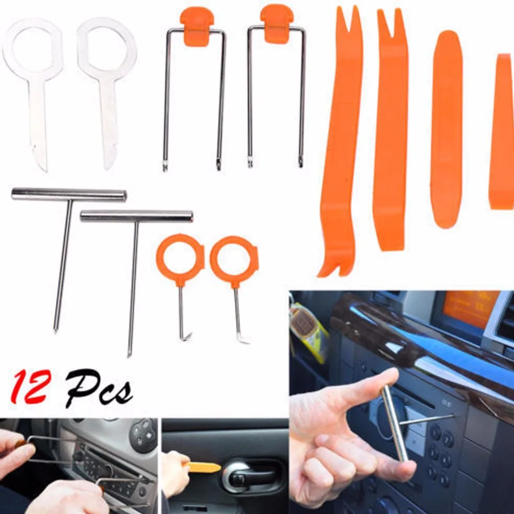 12 шт. пластиковая Автомобильная панель удаляет наборы Авто Радио Дверь Клип
