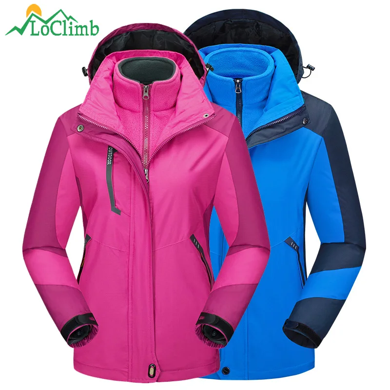 LoClimb 3 в 1 походная куртка для женщин и мужчин для кемпинга туризма дождевик скалолазание ветровка треккинг Водонепроницаемые куртки AM344