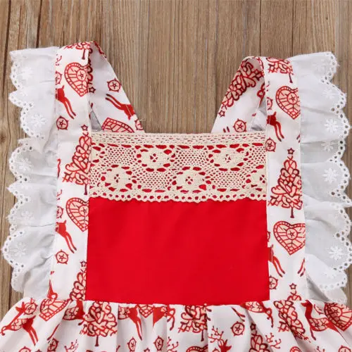 Новое рождественское платье для маленьких девочек с принтом оленя Платье