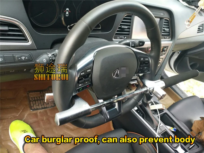 Блокировка рулевого колеса автомобиля Передняя ручка автомобиля Блокировка автомобиля двусторонняя сигнализация ведущий замок блокировки руля Противоугонная бейсбольная дубинка железный стержень