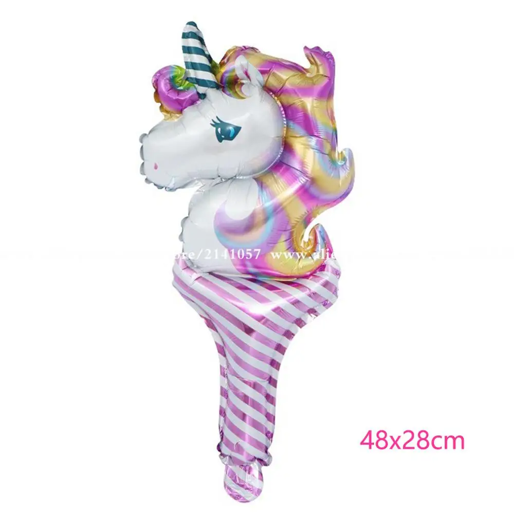 48x28cm purple 3D DIY мультфильм алюминиевая фольга Единорог шар День рождения детей день рождения воздушные шары для украшения вечеринок Детские поминки - Цвет: 48x28cm purple