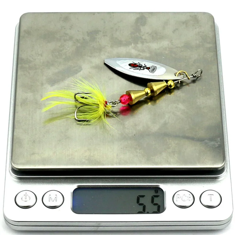 KKWEZVA 5PCS 5.5G 7CM feather Strong noise Insect pattern Fishing bait Tackle Spoon Lures Metal Lure | Спорт и развлечения