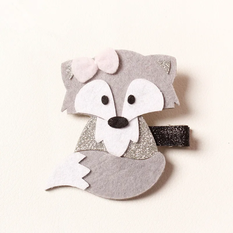 Блестящая фетровая шпилька в виде лисы с милым бантом Осенняя заколка для волос