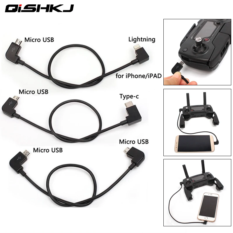 

Data Cable For DJI Spark/MAVIC Pro/Mavic 2 Air Control Micro USB to Lighting/type C/Micro for IPhone For Pad For xiaomi huawei