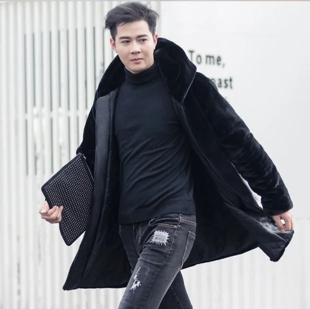 Пушистый 2019 зимние мужские пальто из искусственного меха кожаная куртка с мехом