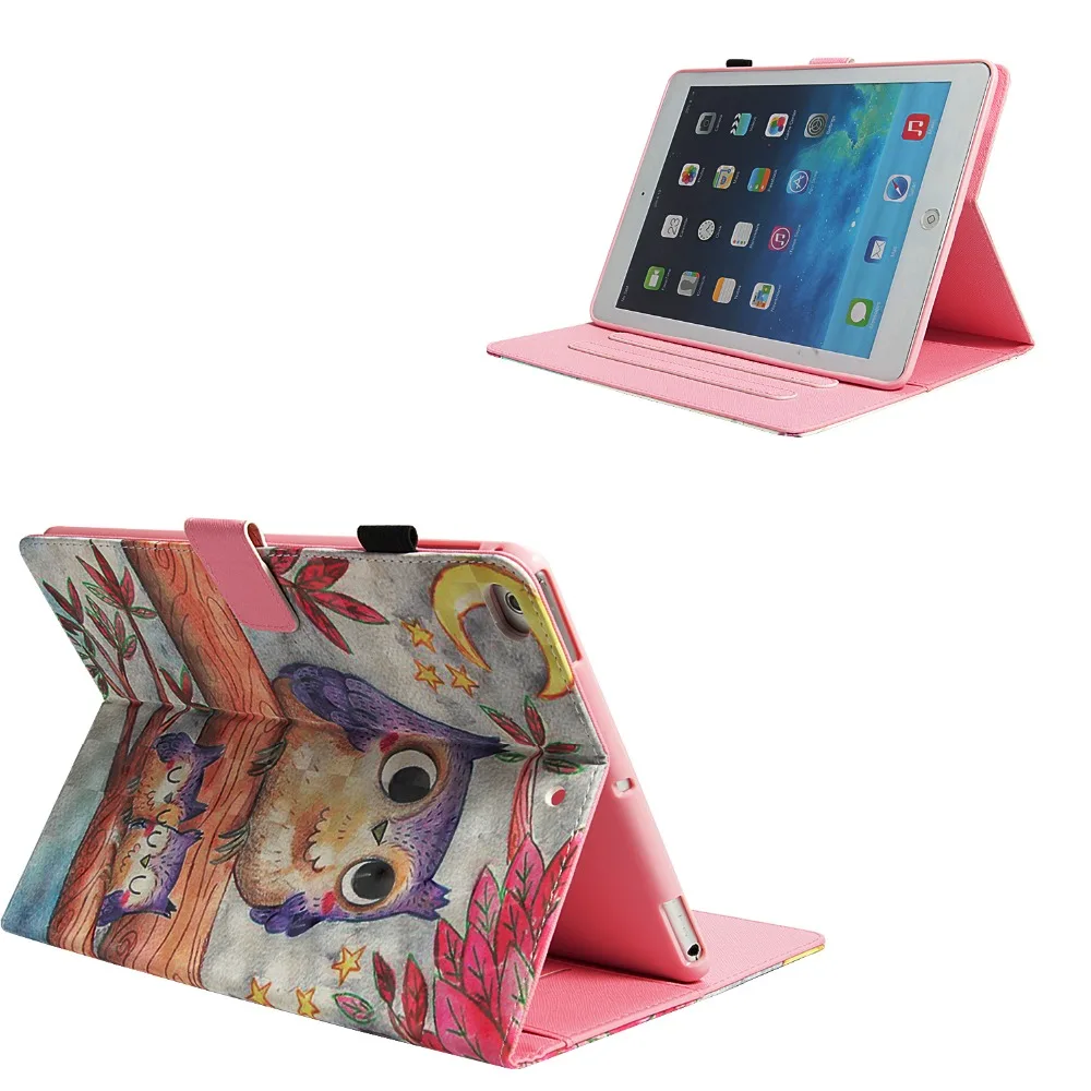 Фиолетовый Рисунок совы PU и PC с отделением для карт чехол iPad 2017 2018 9 7 Air 1 2 Pro 10 5 Mini