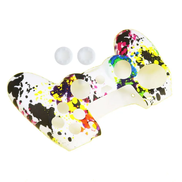 Camo White PS4 PS4 SLIM PRO Камуфляжный Противоскользящий силиконовый чехол с 2 колпачками для джойстика для Playstation 4 Dualshock 4 - Цвет: Camo White