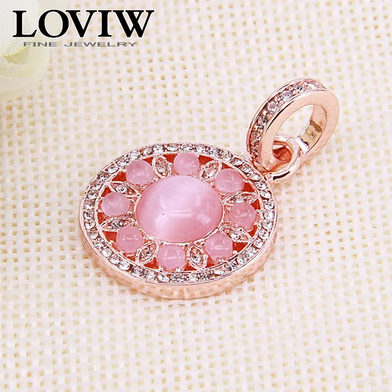 Роза кварц орнамент кулон подходит ожерелья Высокое качество розовый золотой
