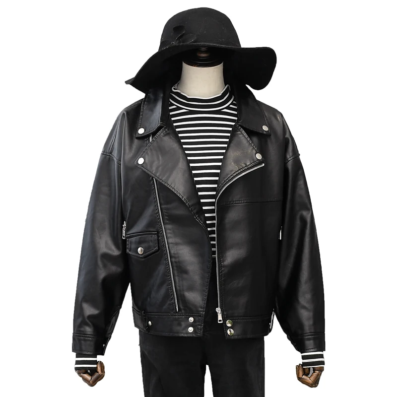 Куртка женская Байкерская из ПУ кожи на молнии|Кожаные куртки| |