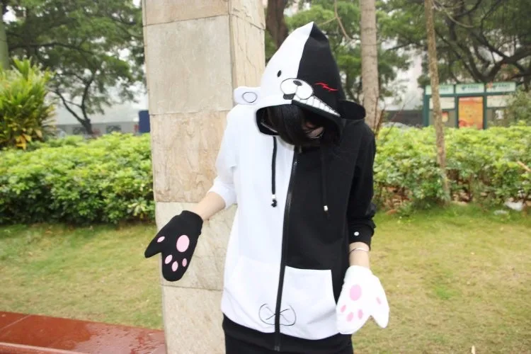 Для Взрослых Унисекс Danganronpa Monokuma Весна Осень Мультфильм Аниме худи, толстовка из флиса косплей для женщин и мужчин Pluz Размер