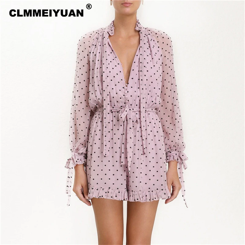 Фиолетовый Шифоновый комбинезон шорты женские элегантные комбинезоны с