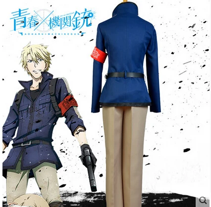 

New Aoharu Machinegun Cosplay Matsuoka Halloween Daily Battle Suit Everyday Clothing (Top+Pants+Coat+Armbands+Gloves+Belt)