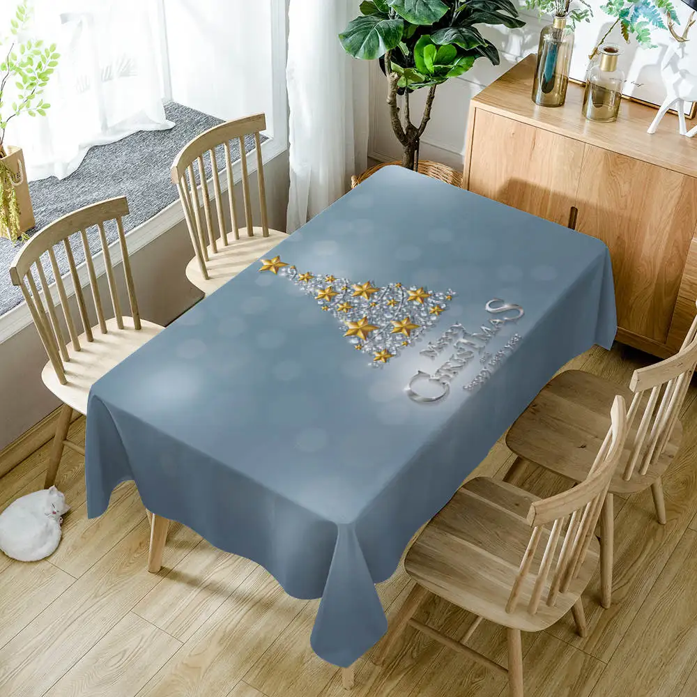 Рождественское украшение скатерть красочные рождественские шары узор Новогодняя полиэфирная ткань хлопок прямоугольная крышка стола - Цвет: Style M