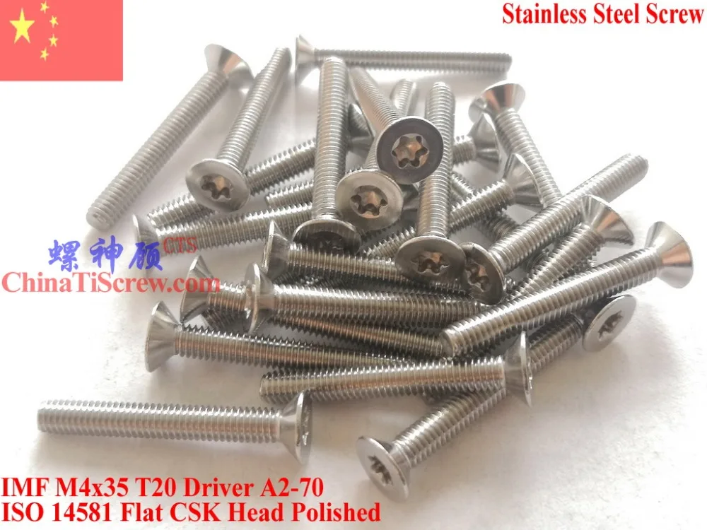 ISO 14581 винты из нержавеющей стали M4x35 Torx T20 драйвер с плоской головкой CSK A2 70