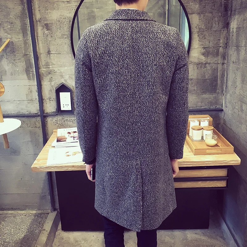 Зима 2016 Новых Прибытия Мужчины Полушерстяные Пальто Марка Британский Стиль