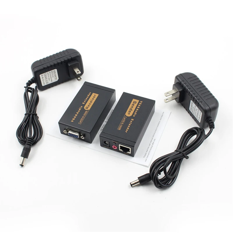 100M VGA Video Audio Extender Over Single RJ45 CAT5e/6 1080P Extension adpater Lightning protection | Компьютеры и офис