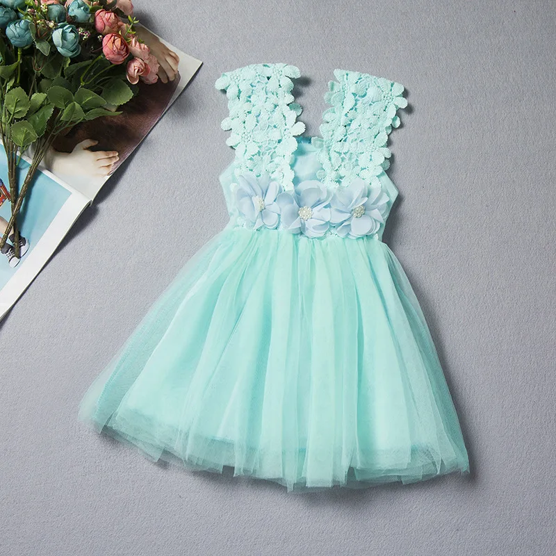 2016 Корейский новая версия детская одежда шнурка девушки цветка платье без