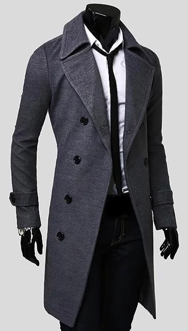 Мужское шерстяное пальто ZOGAA длинное приталенное средней длины зима 2019|Плащи и