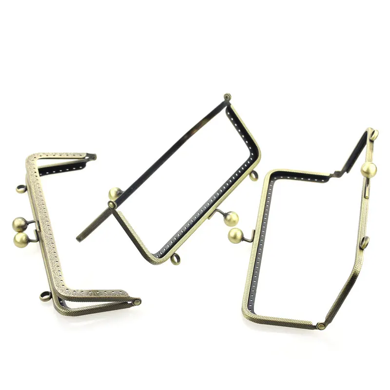 

10Pcs Kiss Clasps Lock Alloy Flower Rectangle Frame Bronze Tone DIY Purse Bag Handbag Handle 20x8cm