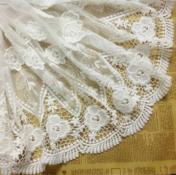 Мягкая натуральная белая сетка 3D цветок Embroidred кружевная ткань аксессуары для