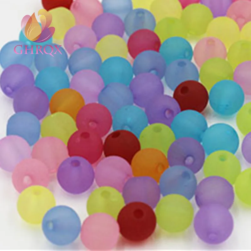 GHRQX Hot Sell New mxi color 8mm Round Acrylic Spacer Beads Candy colors diy beads 100 pcs | Украшения и аксессуары