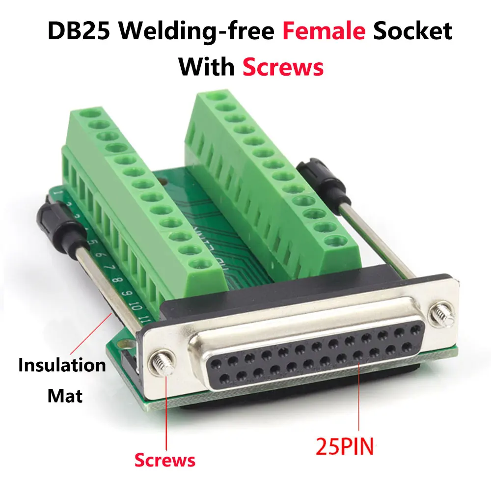 DB25 без сварки с разъемом папа муфтовый стыковочный переводник 2 рядами 25 Pin