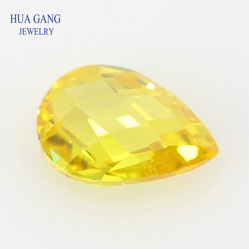 

Golden CZ Stone Pear Shape Double CheckerBoard Synthetic Gems Yellow Cubic Zirconia For Jewelry 3x5~13x18mm Free Shipping