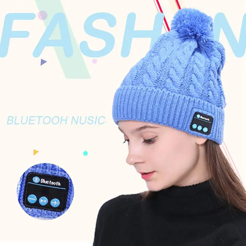 Модные беспроводная bluetooth-шляпа умный микрофон музыка гарнитура наушники зима кепки для спорта на открытом воздухе мягкие теплые шапки для женщин