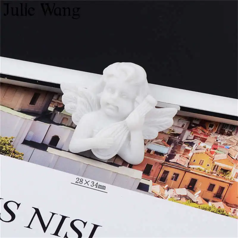 Julie Wang 6 шт. Смола барокко ангел белые подвески кабошон смешанные стили ювелирные