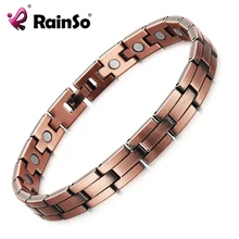 RainSo Медь Магнитная Для мужчин женщин Браслеты бронза Цвет чистый