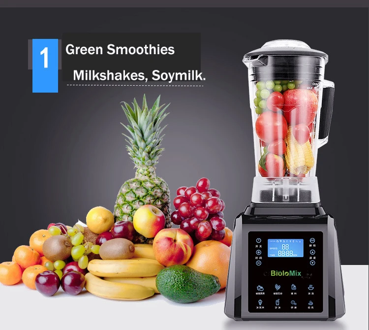 Автоматический цифровой сенсорный 3HP BPA FREE 2L профессиональный блендер, миксер, соковыжималка, мощный кухонный комбайн, зеленые фрукты, смузи