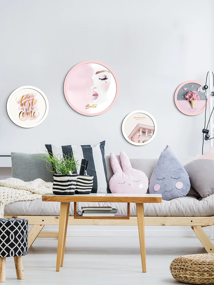 Простой комплект настенных фоторамок розового цвета для женщин креативный