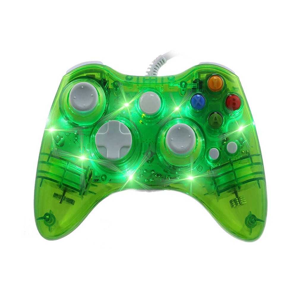 Transparent green Геймпад для xbox 360 проводной USB игровой контроллер для xbox 360 Проводная ручка игровой джойстик для xbox 360 игры и ПК контроллер джойстика - Цвет: Transparent green
