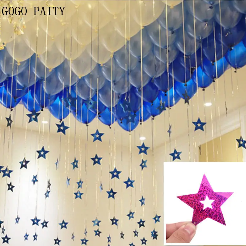 GOGO PAITY Новый пентаграмма дождь шелковые блестки украшения день рождения детского