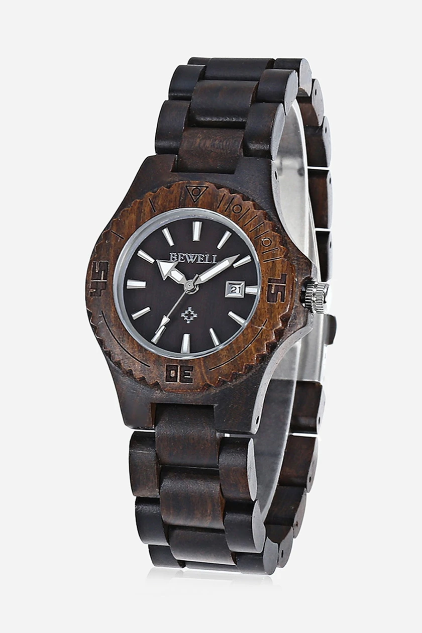 Женские деревянные кварцевые часы BEWELL ZS-W020A, наручные часы с календарем