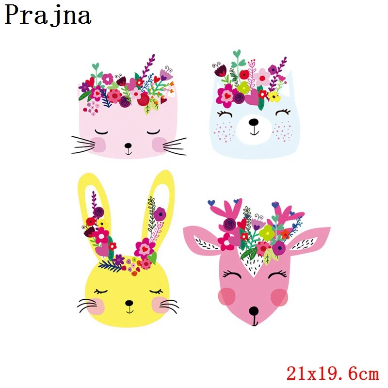 Prajna, милые наклейки с животными, Мультяшные, для детей, термопереводные, железные, на переводе, нашивки для одежды, сделай сам, моющиеся, уровень А