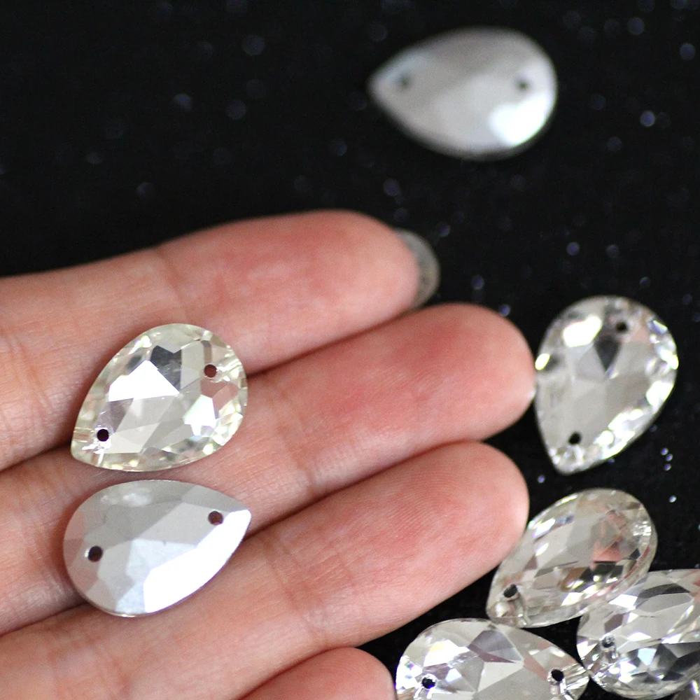 

Waterdrop Crystal Clear sew on rhinestone point back All Size Colorful Rhinestone Strass For DIY weddding Dress Cloth Decoration