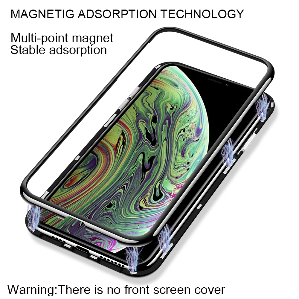 Магнитный адсорбционный флип-чехол для iPhone XR XS макс. закаленное стекло Жесткий