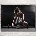 Foocome штанга мускулы Спорт Бодибилдинг Фитнес настенная живопись модель искусство Шелковые Плакаты и принты тренажерный зал украшение комнаты фотографии