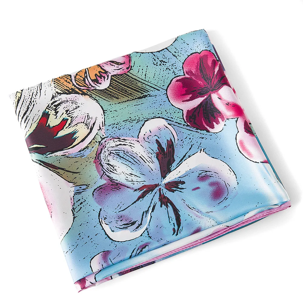 Новый роскошный брендовый 100% саржевый шелковый шарф для женщин цвета в богемном