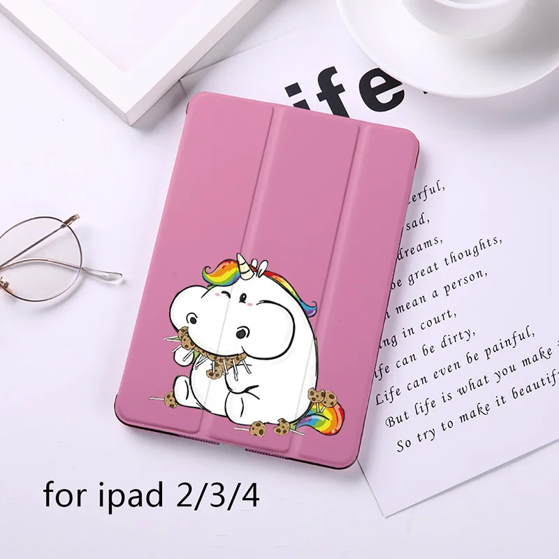B200073-ipad234 Милый Магнитный флип-чехол с единорогом для Apple iPad 9," Чехол для iPad Air 2 Mini2 из искусственной кожи, складной чехол-книжка с функцией автоматического пробуждения - Цвет: B200073-ipad234