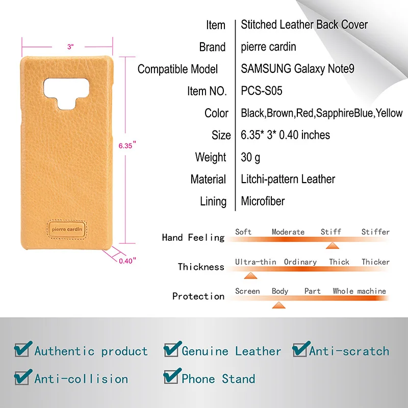 Pierre Cardin Luxury Genuine Leather Case For Samsung Galaxy Note 9 Cover Ultra thin Hard Back |
