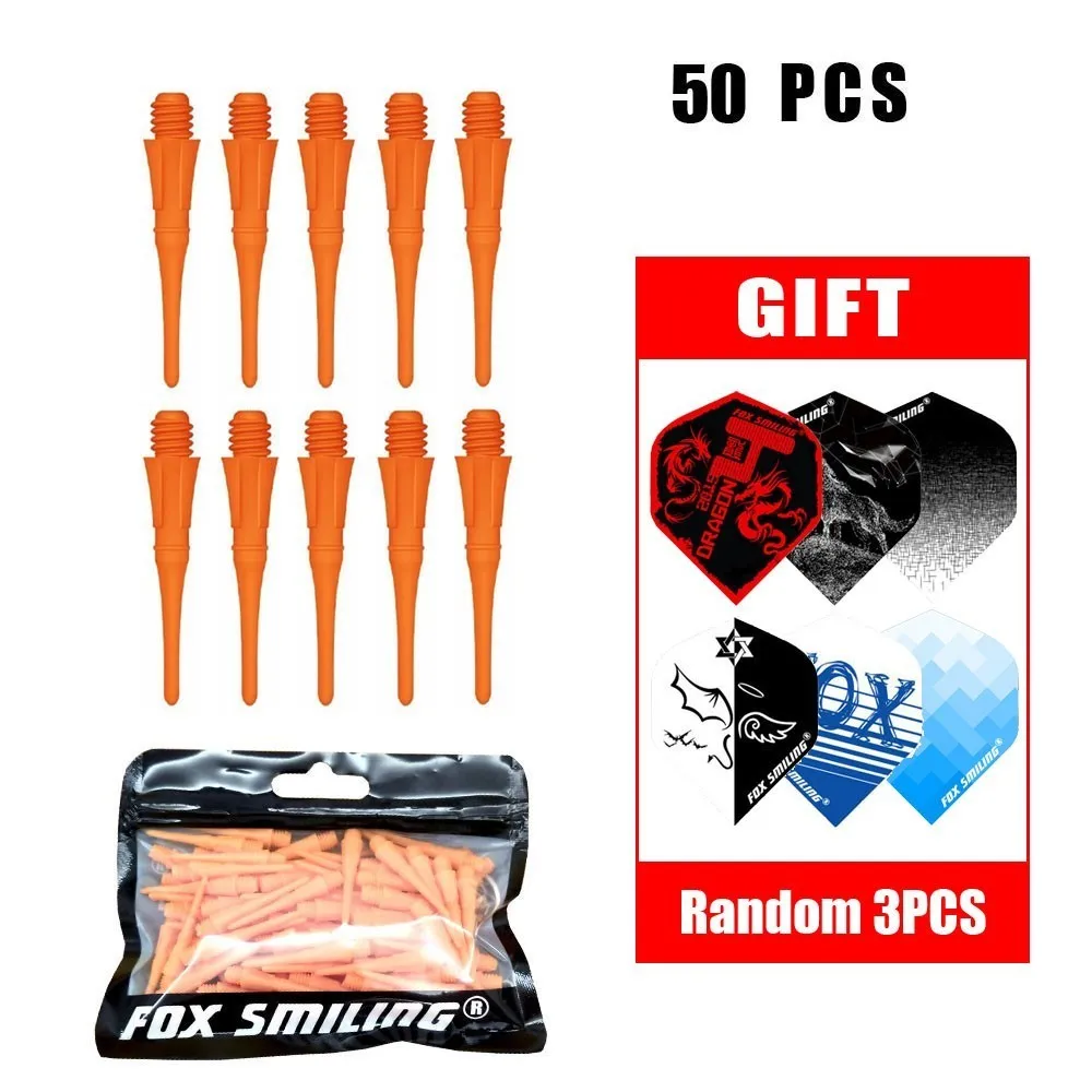 orange 50pcs Fox Smiling 100/50 штук/упаковка с фокусным расстоянием 25 мм 2BA профессиональные нейлоновые мягкие дартс и электронные очки Аксессуары для ванной комнаты с 3 шт. Перелёты - Цвет: orange 50pcs