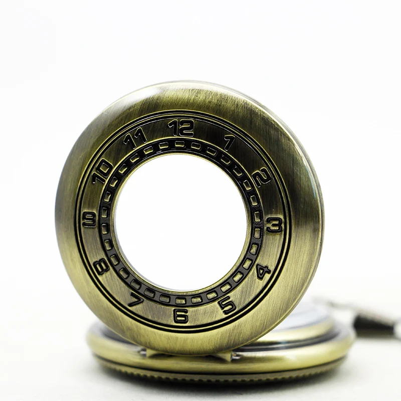 Antique Digital Display Hollow Embossed Mechanical Pocket Watch Vintage Gentleman Style Accessories Pendant Necklace Clock