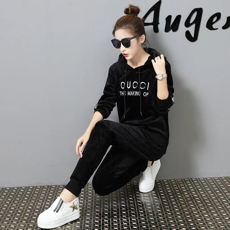 Модная спортивная Женская комплект 2018 осень зима горячая распродажа пуловер с