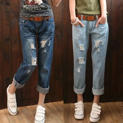 Женские рваные джинсы большие размеры|boyfriend jeans|boyfriend jeans for womenripped women |